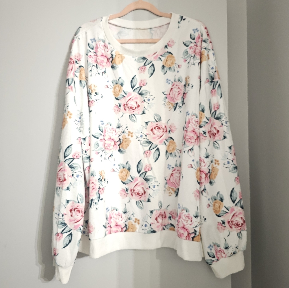 Glitzy Girlz Floral scoop neck sweater